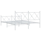 Metal Bed Frame without Mattress with Footboard White 160x200cm 376572