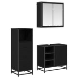 Bathroom Furniture Set 3 pcs Black Oak Engineered Wood 3402374