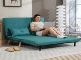 Two-Seater Linen-Look Sofa Bed - Green T3398P377859