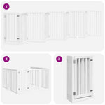 Dog Gate with Door Foldable 9 Panels White 450 cm Poplar Wood 3155650