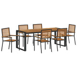 Garden Dining Set 7 pcs Black and Brown Poly Rattan 3365484