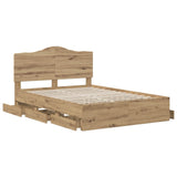 Bed Frame with Storage and Headboard Artisan Oak 160 x 200 cm 3445812
