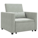 Pull out Sofa Bed Single Light grey 90 x 165 x 87 cm Velvet 42002697