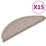 Stair mats 15 pcs 56 x 17 x 3 cm Non-Slip Light Brown 133878
