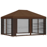 Garden Gazebo with Sidewalls 4 x 3 m Brown Polyester and Steel 900396