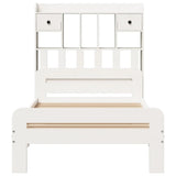 ZNTS Bookcase Bed without Mattress White 100x200 cm Solid Wood Pine 3308889