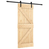 Sliding Door Natural and Black 85 x 210 cm Solid Pine Wood 3444909