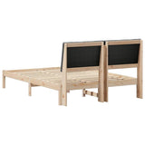 Bed frame Brown and dark grey 140 x 190 cm Solid pine wood 878755