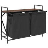 Laundry Basket 2 Compartments with Shelf Brown Oak 859079