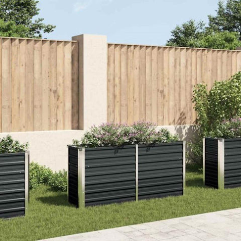 Garden Raised Bed Anthracite 160x40x77 cm Galvanised Steel 45730