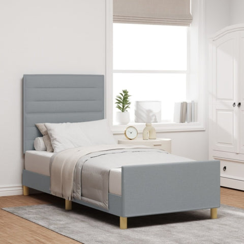 ZNTS Bed Frame Light Grey 100x200 cm Fabric 3344627