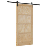 Sliding Door 93 x 202 cm Engineered Wood Natural and Black 3449891