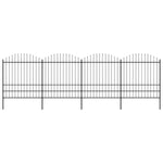 ZNTS Garden Fence with Spear Top Steel x6.8 m Black 277751