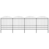 ZNTS Garden Fence with Spear Top Steel x6.8 m Black 277751