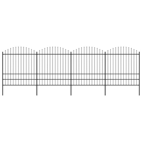 ZNTS Garden Fence with Spear Top Steel x6.8 m Black 277751