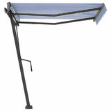 Freestanding Manual Retractable Awning 350x250 cm Blue/White 3069716