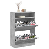 Shoe Cabinet with 2 Flip-Drawers Concrete Grey 80x34x116 cm 3214409