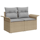 Garden Sofa Set with Cushion 7 pcs Beige Poly Rattan 3348296