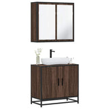 ZNTS 2 Piece Bathroom Furniture Set Brown Oak Engineered Wood 3300889