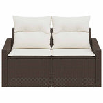 Garden Sofa with Cushion Brown 123 x 62 x 69cm Poly Rattan 42006773