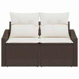 Garden Sofa with Cushion Brown 123 x 62 x 69cm Poly Rattan 42006773