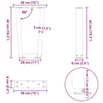 ZNTS Dining Table Legs V-Shape 2 pcs White 38x cm Steel 4012625