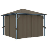 Gazebo with Curtain&LED String Lights 3x3 m Taupe Aluminium 3070334