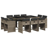 Garden Dining Set Grey Poly Rattan 10-seater Foldable 3211208