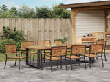 Garden Dining Set 9 pcs Black Solid Acacia Wood 3365469