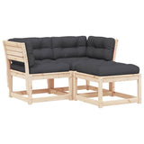 3 Piece Garden Sofa Set with Cushions Solid Wood Pine 3216990