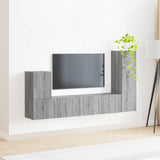 TV Cabinet Set Wall-mounted 3 pcs Grey Sonoma Engineered Wood 3409021