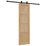 Sliding Door Natural and Black 61 x 198.5 cm Solid Pine Wood 3333324