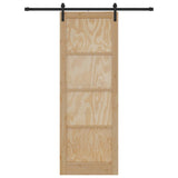 Sliding Door Natural and Black 83 x 232 cm Solid Pine Wood 3445400