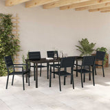 Garden Dining Set 7 pcs Black Powder-Coated Steel 3379147