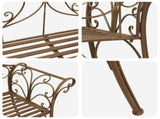Garden Bench 2-Seater 130 x 47 x 90 cm Steel Antique Brown 42029543