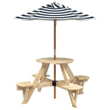 Picnic Table for 4 Kids with Umbrella Round Solid Wood Fir 3281622