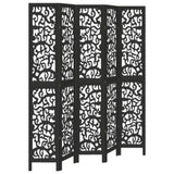 Room Divider 5 Panels Black Solid Wood Paulownia 358760