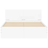 Bed Frame White Engineered wood Double Durable Bed Frame 3207490