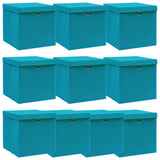 Storage Boxes with Lids 10 pcs Baby Blue 32x32x32 cm Fabric 288376