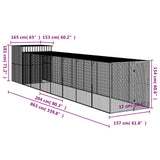 Chicken Cage with Run Light Grey 165x863x181 cm Galvanised Steel 3189116