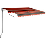 Manual Retractable Awning with LED 350x250 cm Orange and Brown 3069725