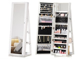 360&deg Swivel Jewellery Cabinet, Free Standing Full Length Mirror with Storage, Lockable Jewellery T3398P344740