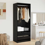 Wardrobe with Drawer Black Oak 80 x 50 x 200 cm Engineered Wood 3403224
