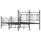 Metal Bed Frame without Mattress with Footboard Black 120x190cm 374354