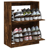 Shoe Cabinet with 2 Flip-Drawers Smoked Oak 80x42x108 cm 3214403