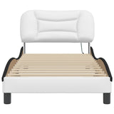 Bed Frame with LED without Mattress "Hvar" White and Black 90x200 cm 3213912
