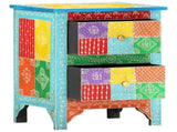 Hand Painted bedside Cabinet 40x30x50 cm Solid Mango Wood 286157