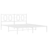 Metal Bed Frame without Mattress with Headboard White 150x200cm 374292