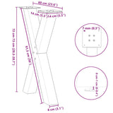 ZNTS Dining Table Legs X-Shaped 2 pcs Black 60x cm Steel 4012972