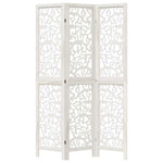 Room Divider 3 Panels White Solid Wood Paulownia 358734